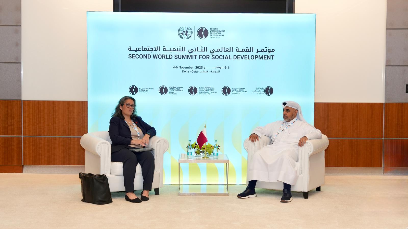 المؤسسة القطرية للعمل الاجتماعي تعقد لقاءات ثنائية مع عدد من القيادات الأممية وتنظم جلسة حول “الوفاء بالحقوق” ضمن القمة العالمية الثانية للتنمية الاجتماعية